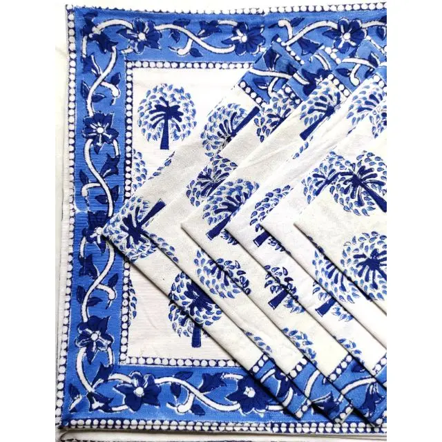 Cotton Indian Style Theme Dining Table Mats and Napkins Set of 6 Place-mats Trending Kitchen Towel Dinning Table Cover Runner