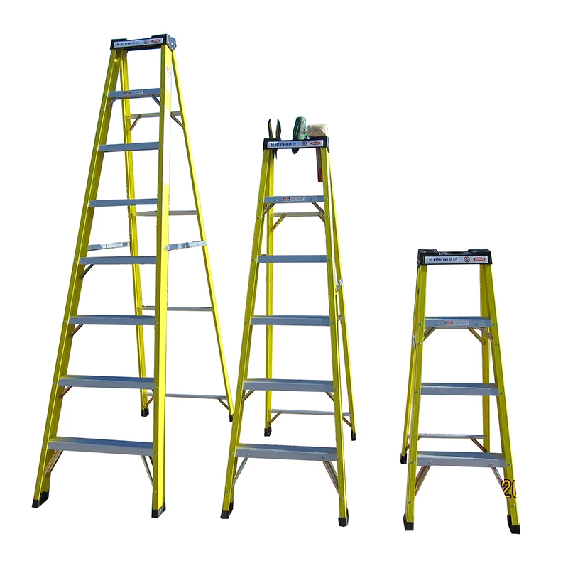 Multi Purpose Three Five 3 4 5 6 7 Step Layers Single Side Wide Fiberglass Climbing Step Ladder