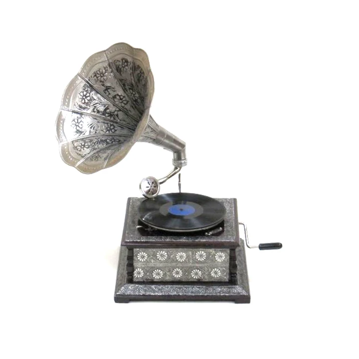 Домашний Декоративный винтажный граммофон, проигрыватель записей с деревянной основой, латунный гудок, винтажный музыкальный проигрыватель на заказ, распродажа