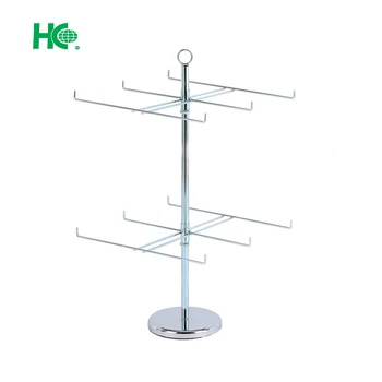 2 tiers rotating metal wire spinner display rack/ revolving countertop retail display racks