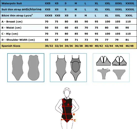 turbo water polo size chart