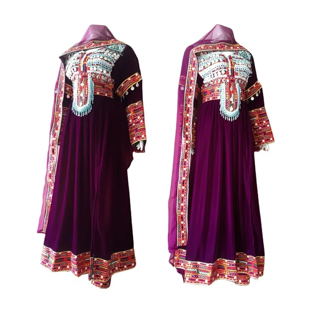 Top Selling Velvet Material Afghan Kuchi Frock Available In Custom