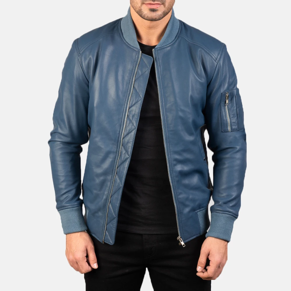 pure navy leather jacket