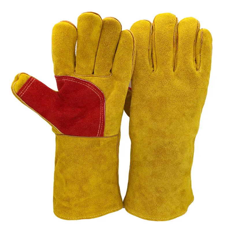 Double Reinforcement Fully Lined Welding Gloves Safety Leather Gloves For Men Hot Sale Leather Protection Hand High Quality Pk Buy Men Work Gloves Pakistan Welding Working Gloves Made Of Cow Split Leather Gloves Professional Cheap