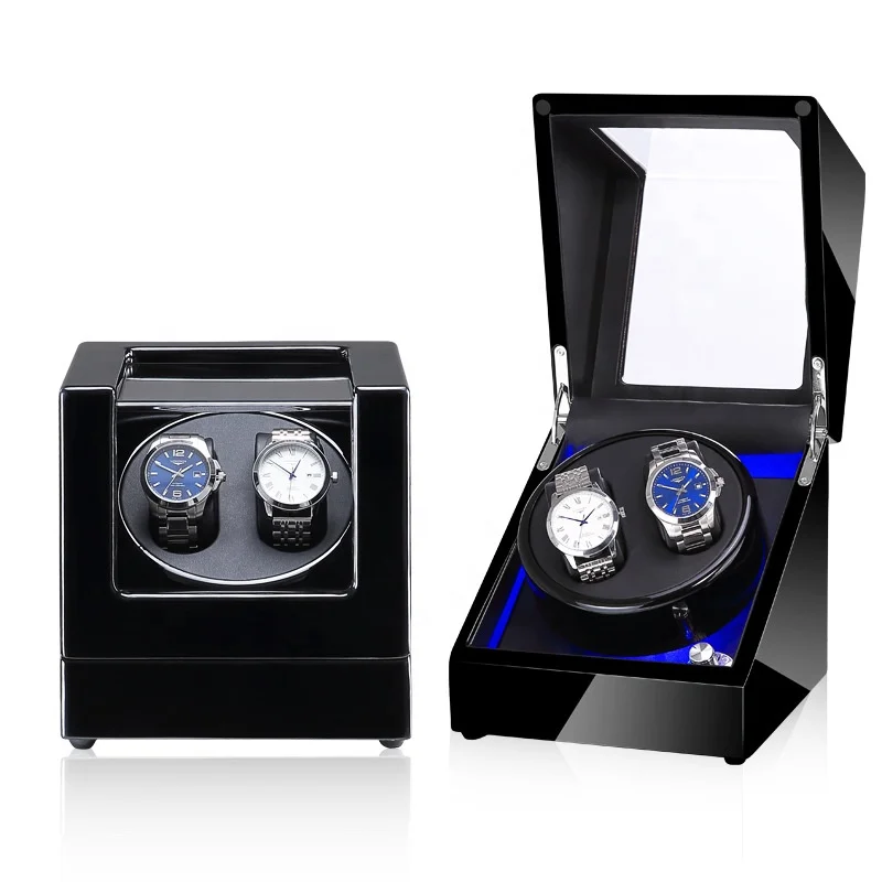 Black piano paint wood led watch winder 2slots-2.jpg