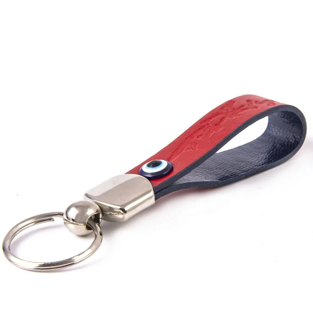 Customizable Evil Eye Beaded Imitation Leather Key Chain From Turkey