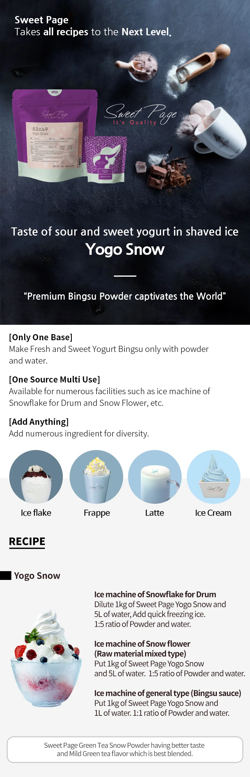 Sweet Page Yogo Snow Yogurt Bingsu Powder Buy Bingsu Powder,Yogurt