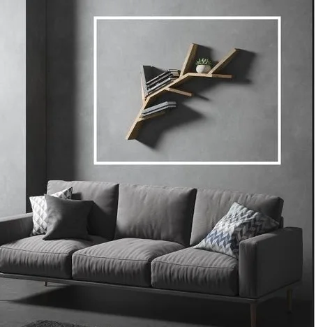 Школьная учебная комната L1200mmxD120mmxH500mm уникальная декоративная Современная коричневая деревянная ветка дерева детская книжная полка из