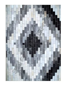 Handwoven Modern Style Indian Household Wholesale Ethnic Design Leather Hair On Carpet