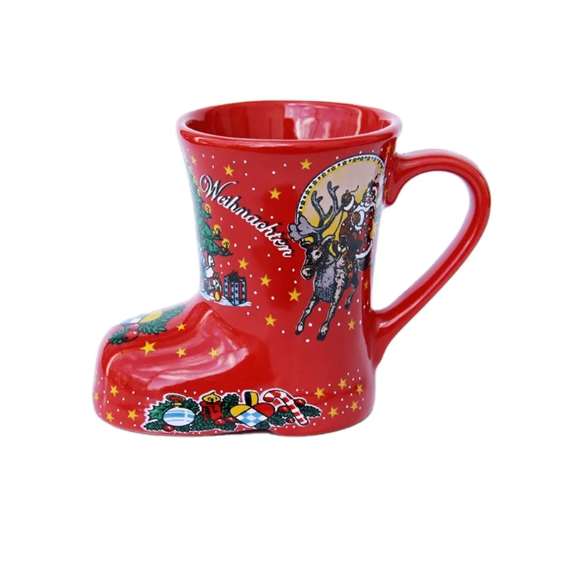 bright red christmas ceramic boot shape