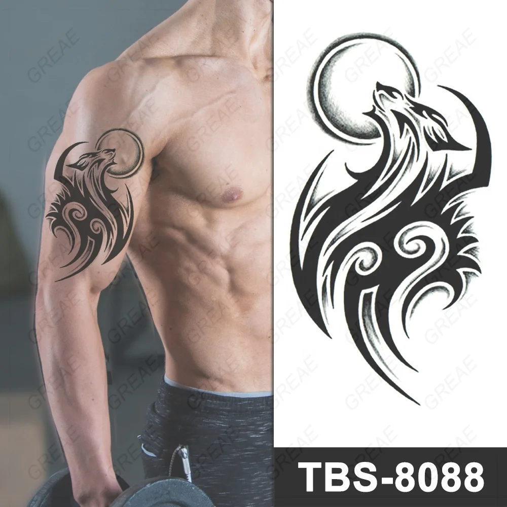 Cheap Maori Tribal Totem Temporary Tattoos For Men Women Adult Black India Animal  Tattoo Sticker Decoration Full Arm Tatoos Sleeve  Joom
