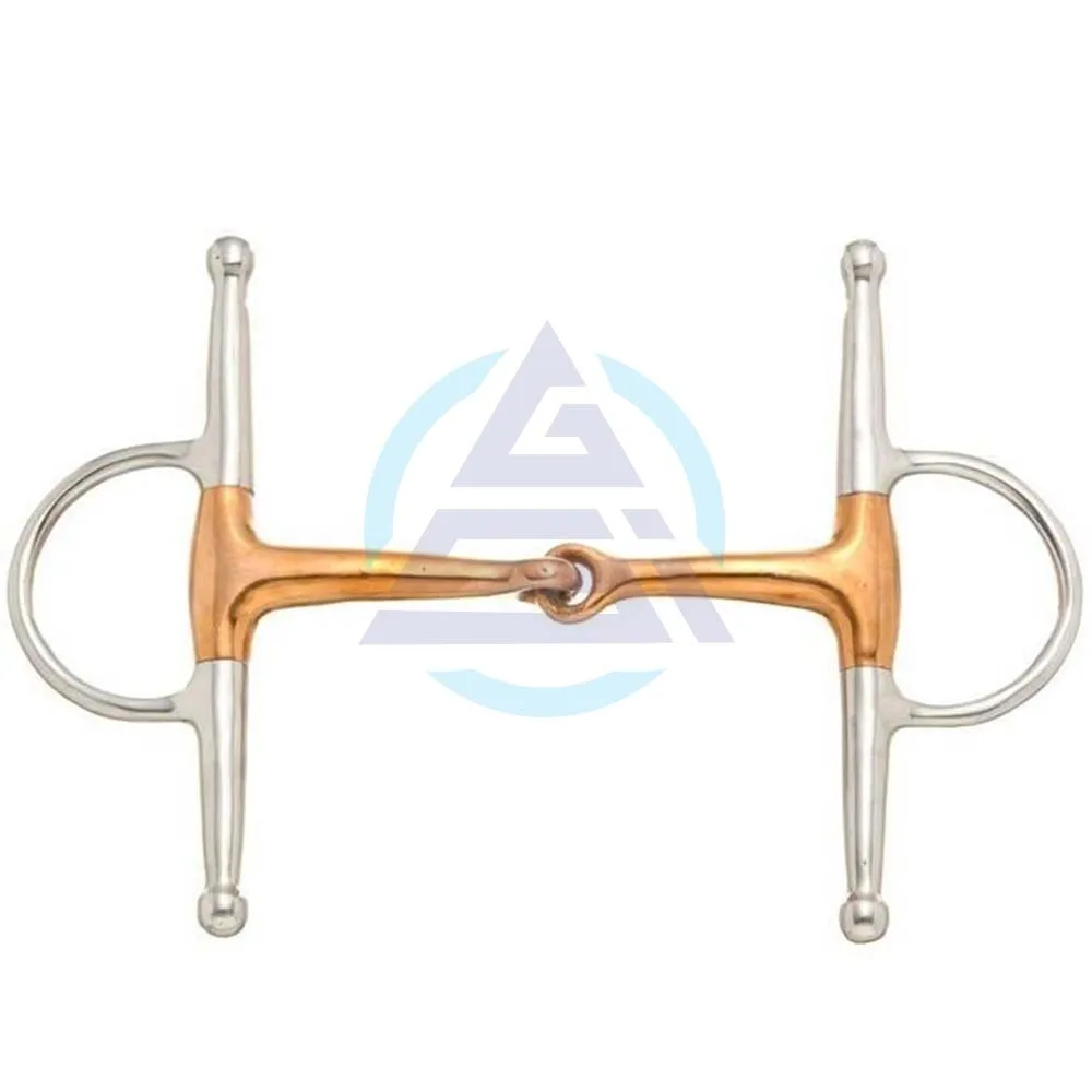 COMFORTABLE FULL CHEEK SWEET IRON SNAFFLE HORSE MOUTH BIT WITH COPPER LOZENGE 