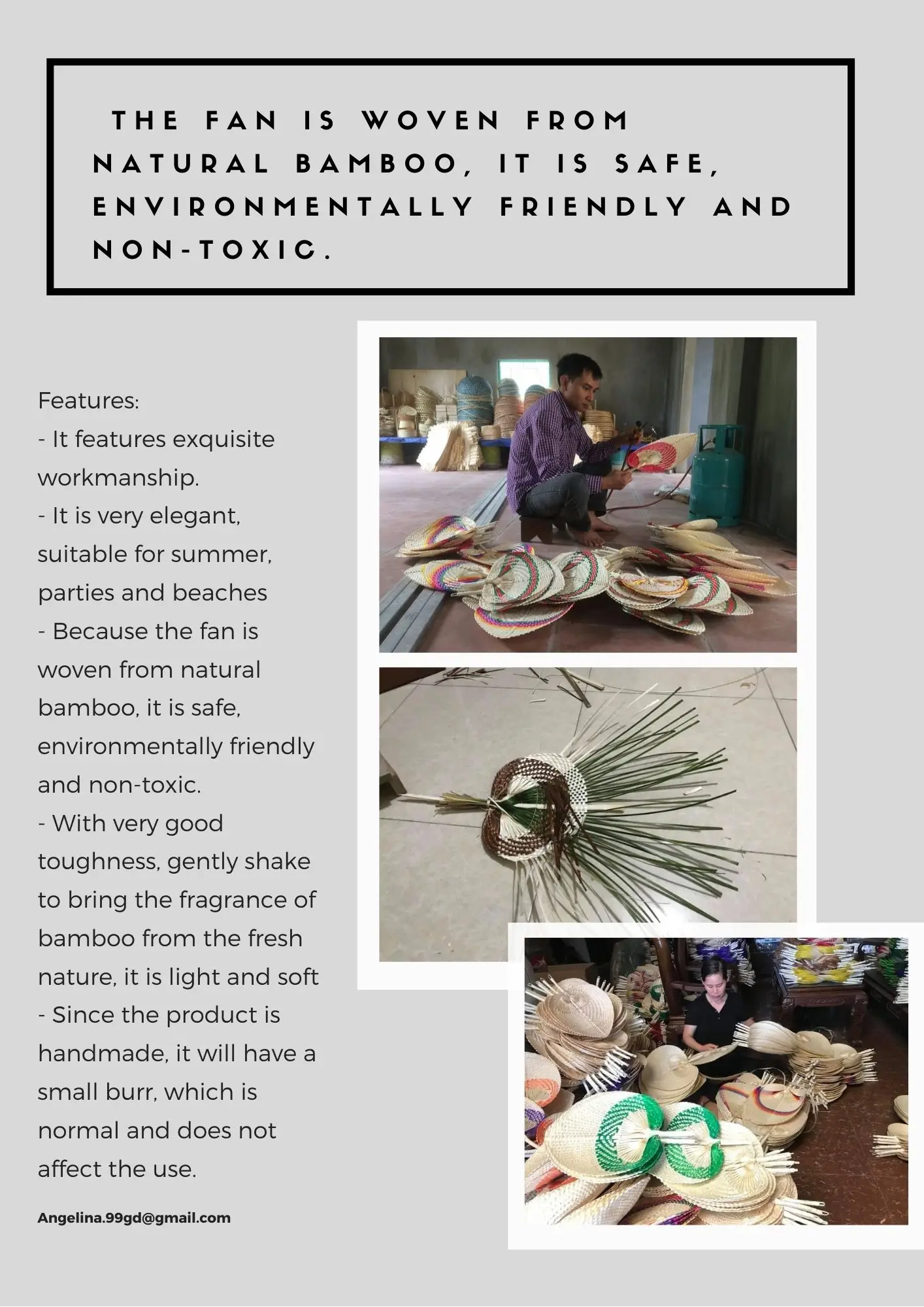 High Quality Handheld Bamboo Paper Paddle Fans For Party Wedding