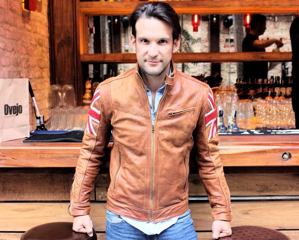 Leather Jacket In Distressed Brown 