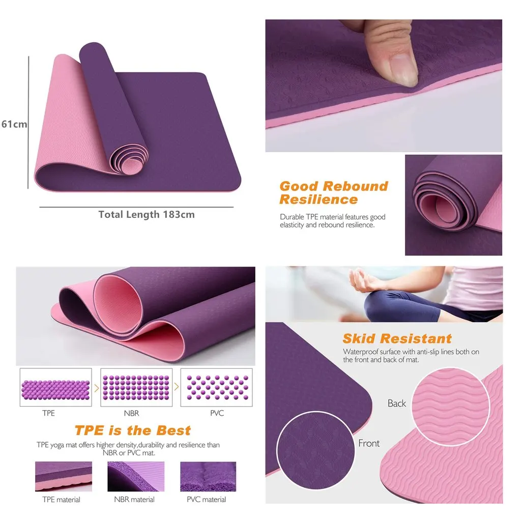 Free Sample Custom Printed Eco Friendly Tpe Yoga Mats Logo Gym Durable Yoga Mats Long Travel Non