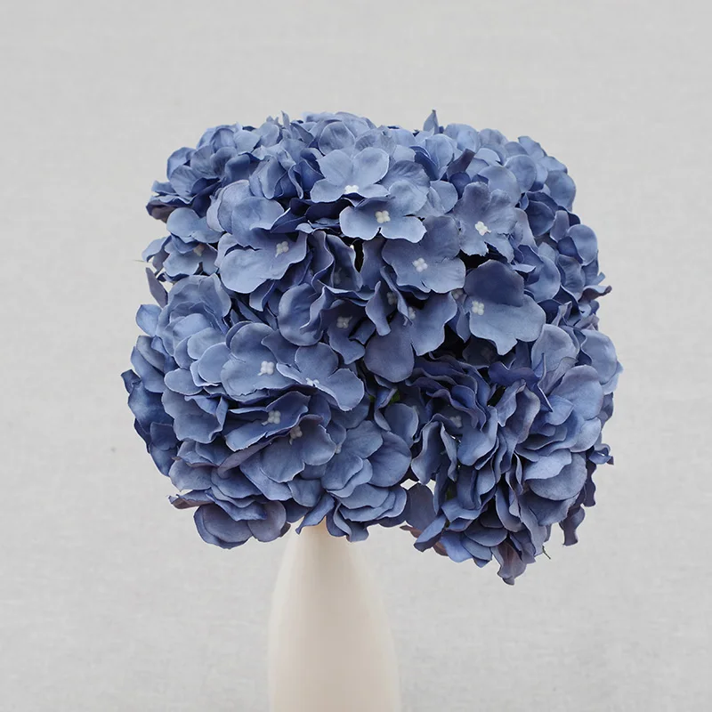 Jad Blue Flower New Design Bulk 5 Head Hydrangeas Flowers Silk