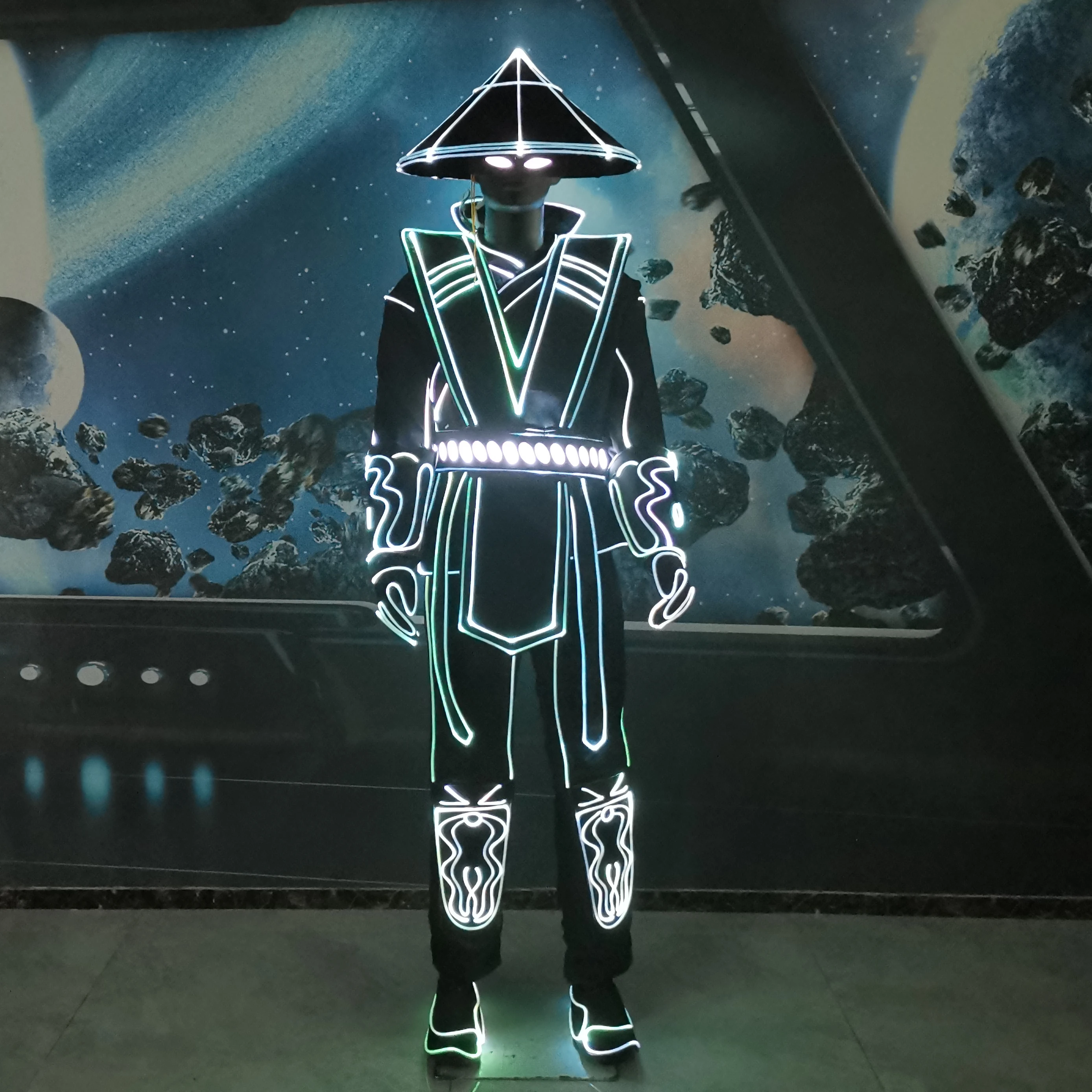 Неоновый Дизайнерский Костюм Rave для выступлений, светодиодная светящаяся одежда для выступлений, костюмы для сцены