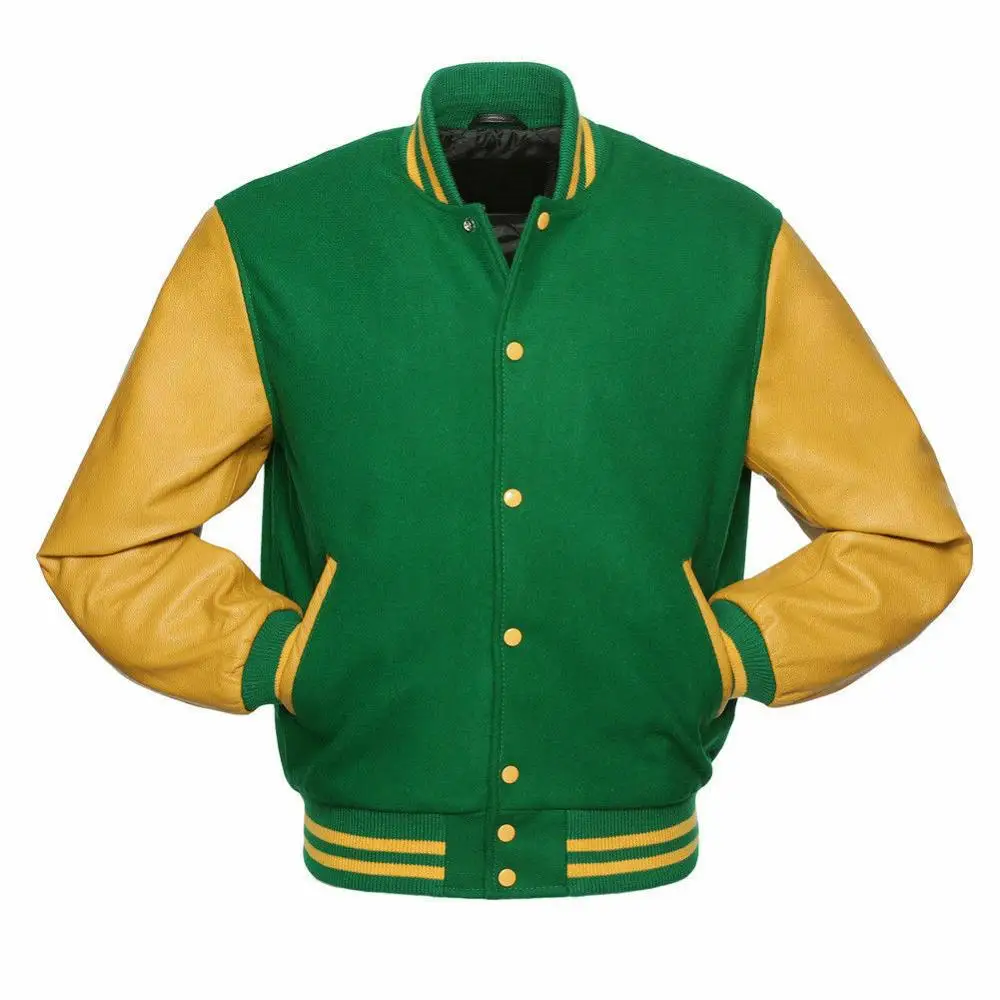 Kelly Green Wool Body Letterman Jacket