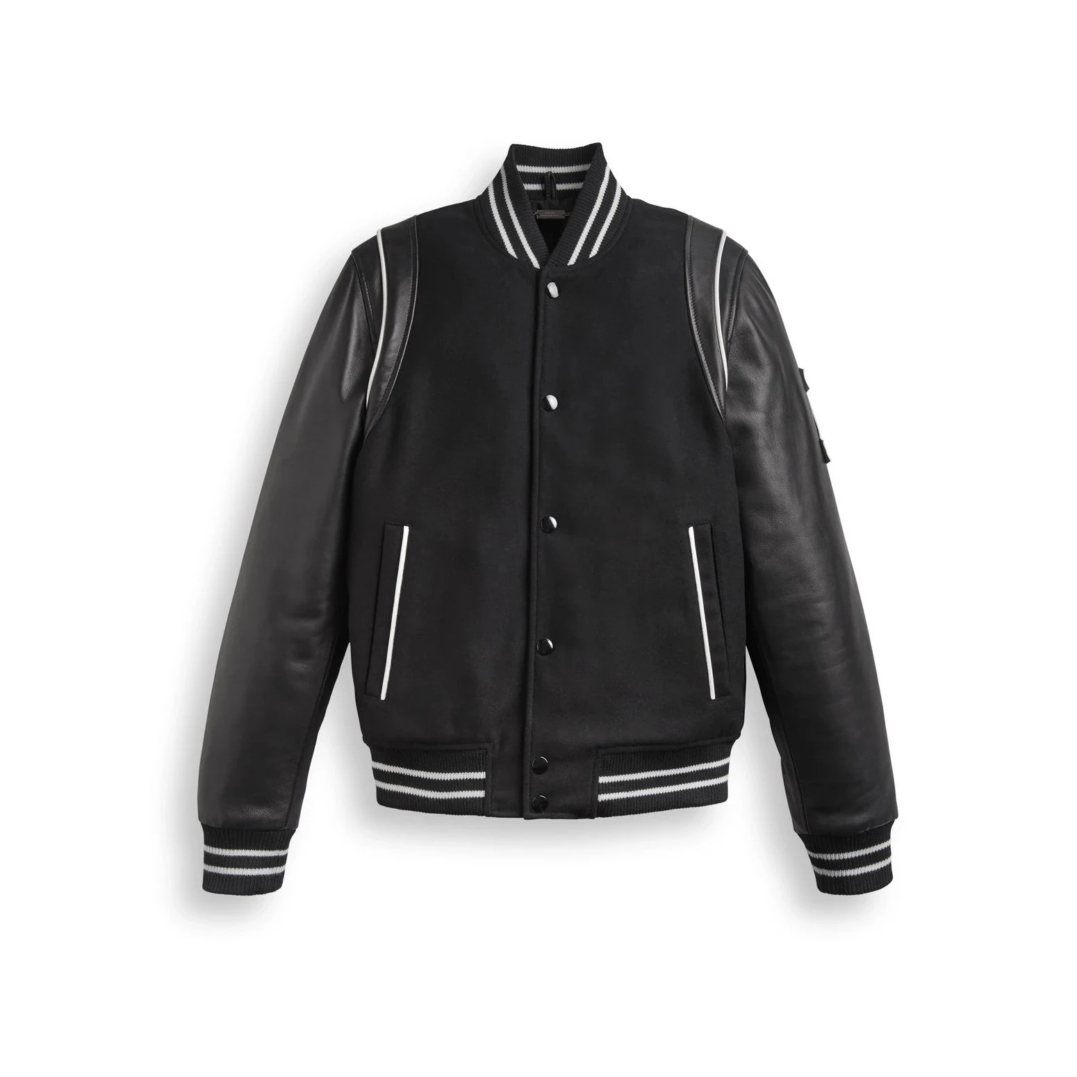 Buy Custom Varsity Letterman Baseball Jacket Gray Leather & Black