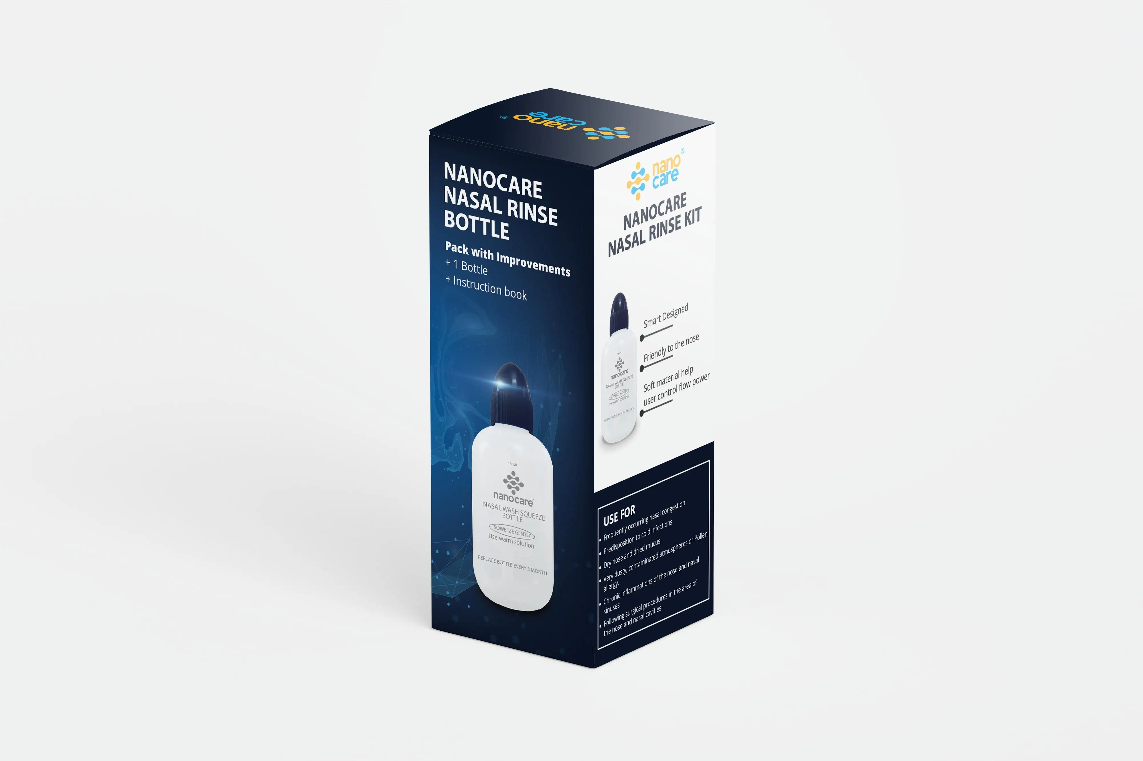 NANOCARE NASAL RINSE KIT Including: 20 Salt 1.8G Packages + 180ml Bottle.