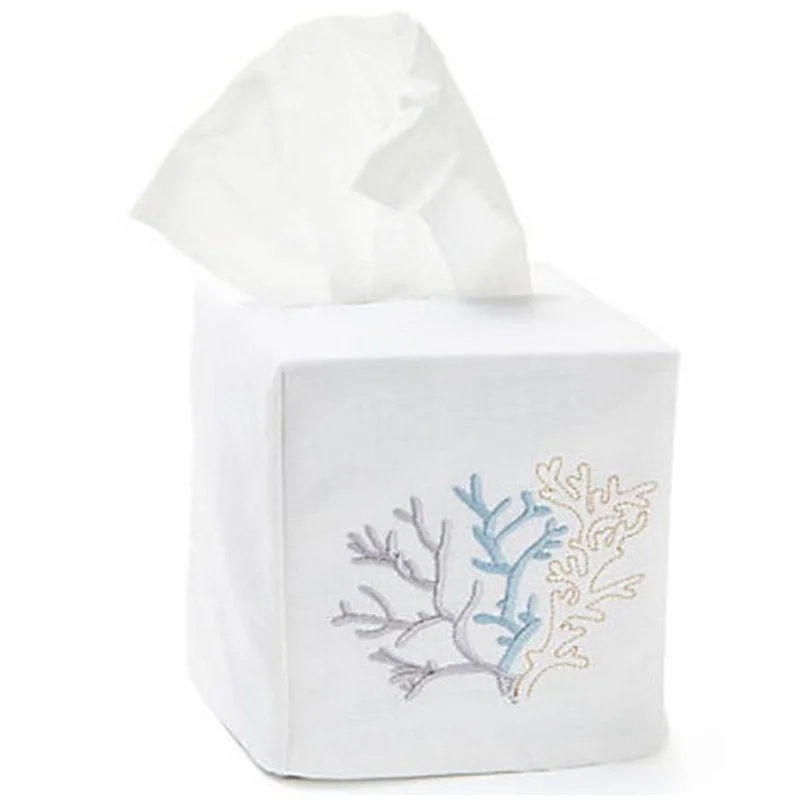 Embroidery Red Coral Tissue Box Cover Square Tissue Box Napkin Holder ...