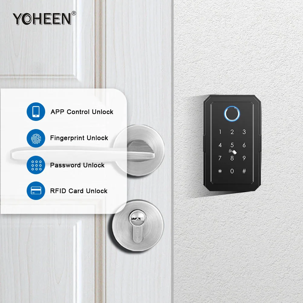 Outdoor Wall Mount Smart Key Safe Box Storage Combination Digital Key Card WiFi App Fingerprint Smart Key Lock Box