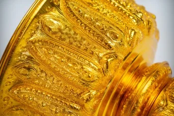 Ready to Export Commercial Service Equipment Size 22 Cm. Aluminum Gold Pedestal Serving Trays for Serving Supplier in Thailand