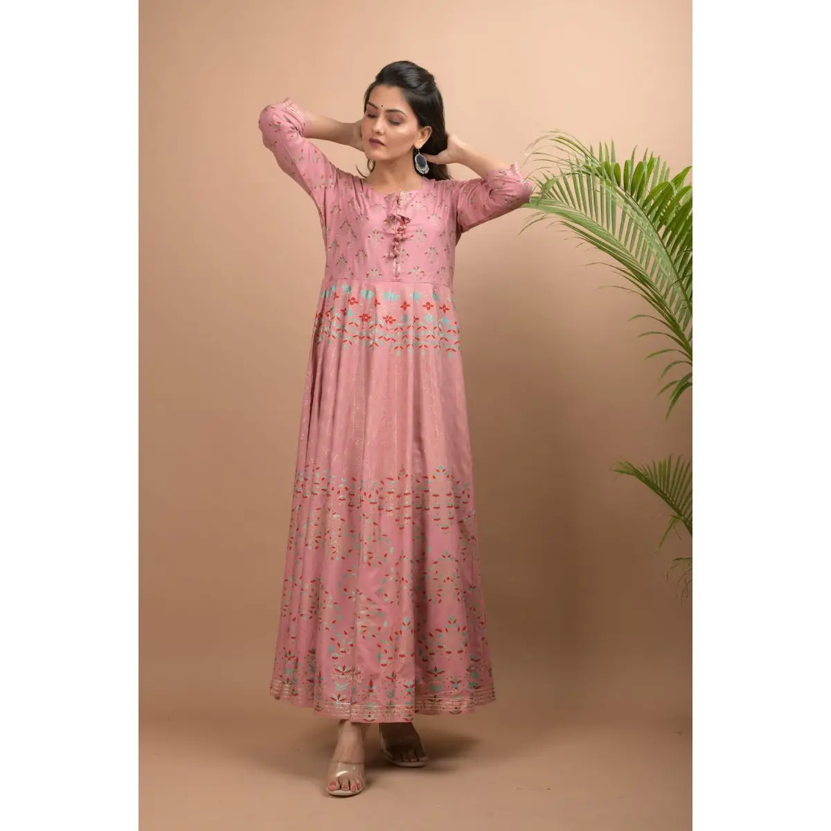 Mauve Pink Long Ethnic Dress Valentine 