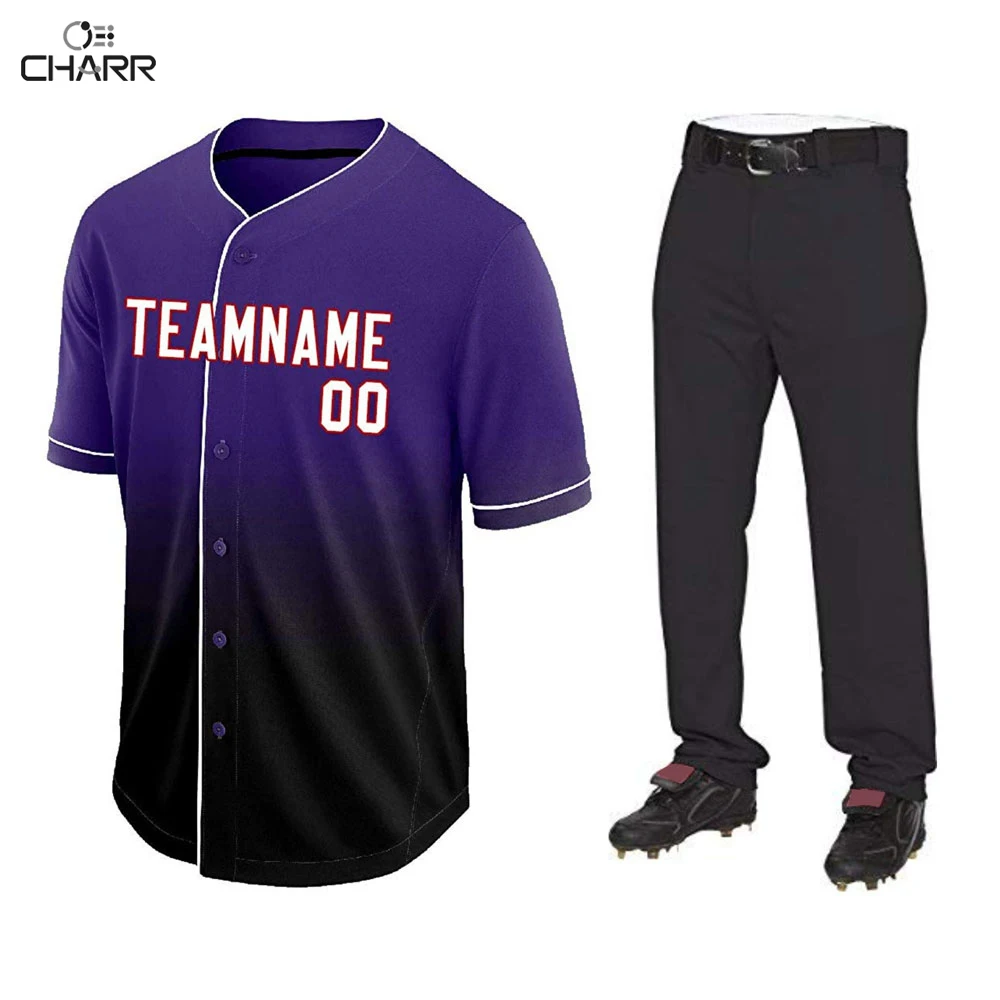 Custom Logo Baseball Uniform High Quality Custom Size Men Baseball Uniforms in Black and White Color