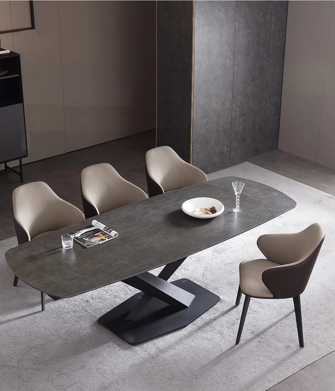 Scandinavian Grey White Solid Wood Leg High Density Foam Dining Chairs