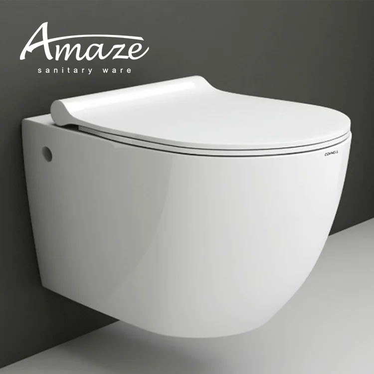 New design ceramic sanitary ware bathroom wall mounted wc ceramic white round wall hung toilet