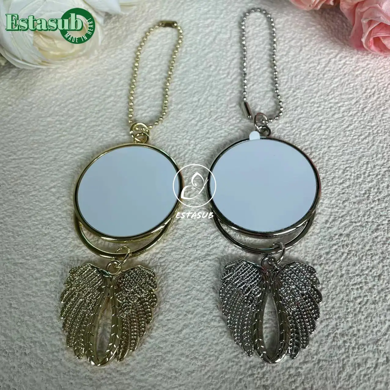 Car Pendant Angel Wing Rearview Mirror Decoration Hanging Charm Ornaments  Automobiles Interior Cars Accessories Holiday Gifts