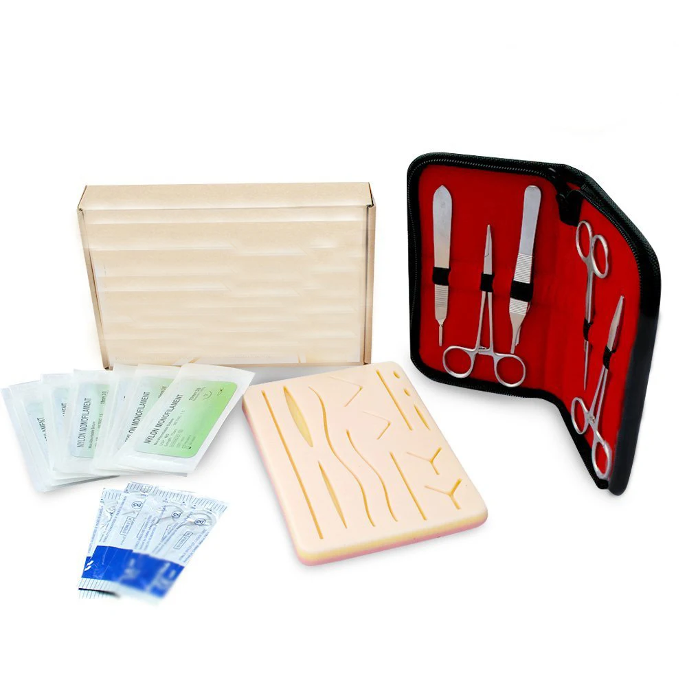 ชุดอุปกรณ์เย็บแผลสีฟ้าพร้อมแผ่นเย็บแผลขนาดใหญ่พิเศษ ชุดฝึกเย็บแผล