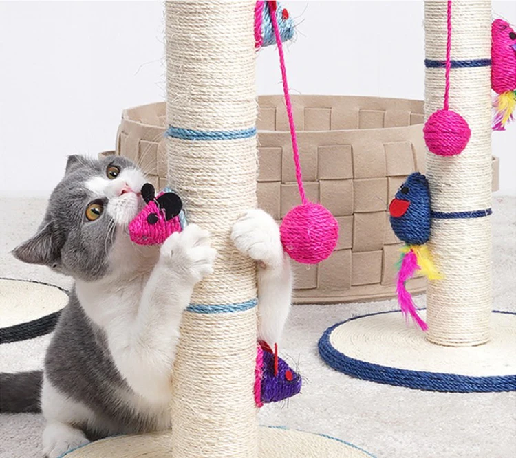 Cat Toy Tree Tower With Sisal Cat Scratching Post And Playing Swing