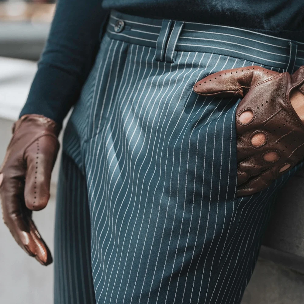 Модная одежда, теплые водительские перчатки, водонепроницаемые перчатки из овечьей кожи для вождения для мужчин