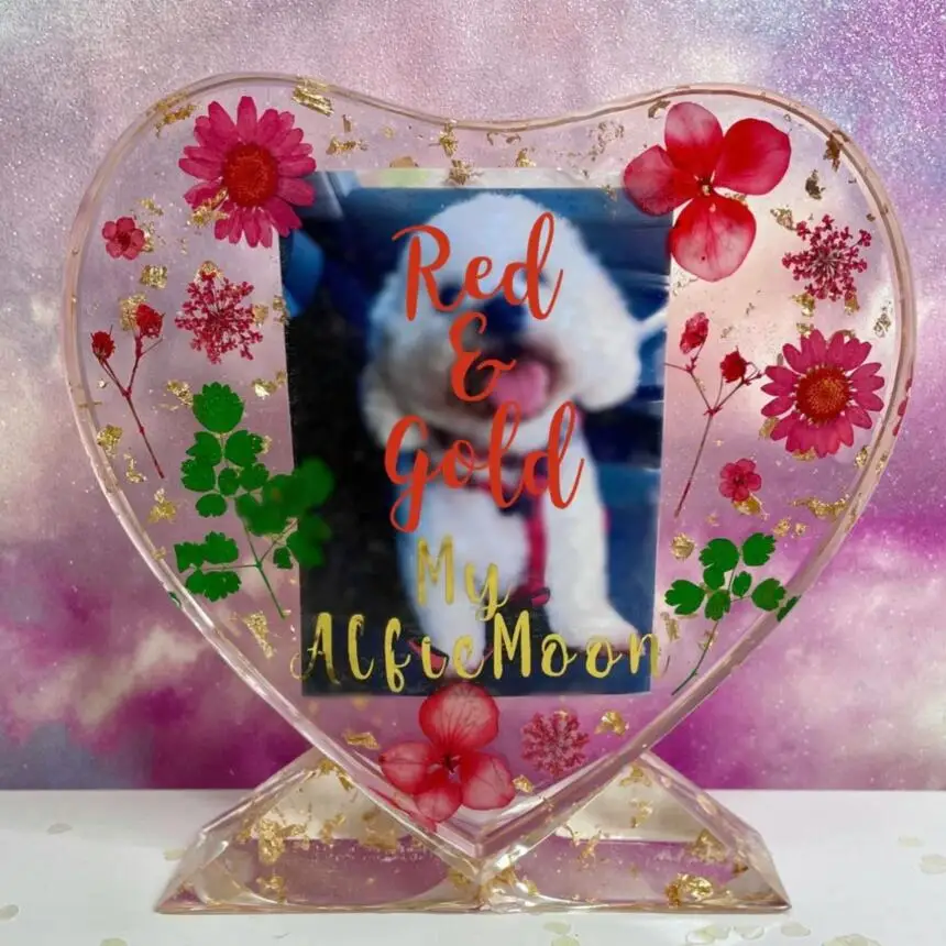 White Resin Flowers Heart Shaped Photo Picture Frame Best Mum Ever 10cm x 10cm 