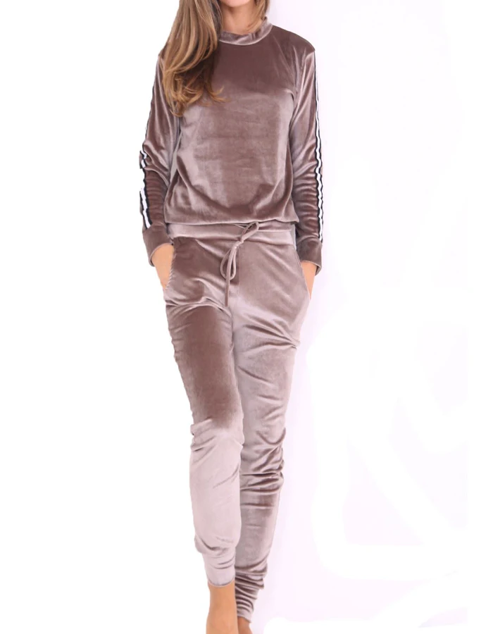 womens brown velour tracksuit