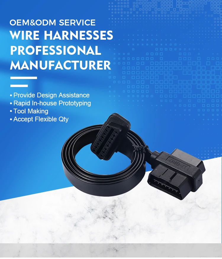 product obd ii y splitter cable male to dual female thin ribbon noodle design 16 pin universal diagnostic adapter 60cm-2