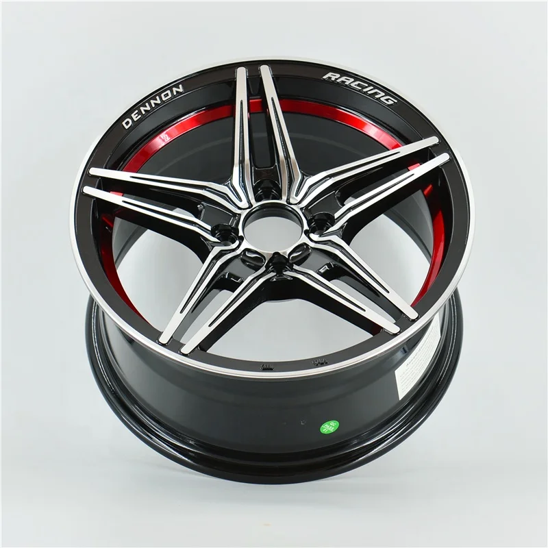 Custom Machine Face Black Red Line 114.3 15 Rims Alloy Wheel Aluminum
