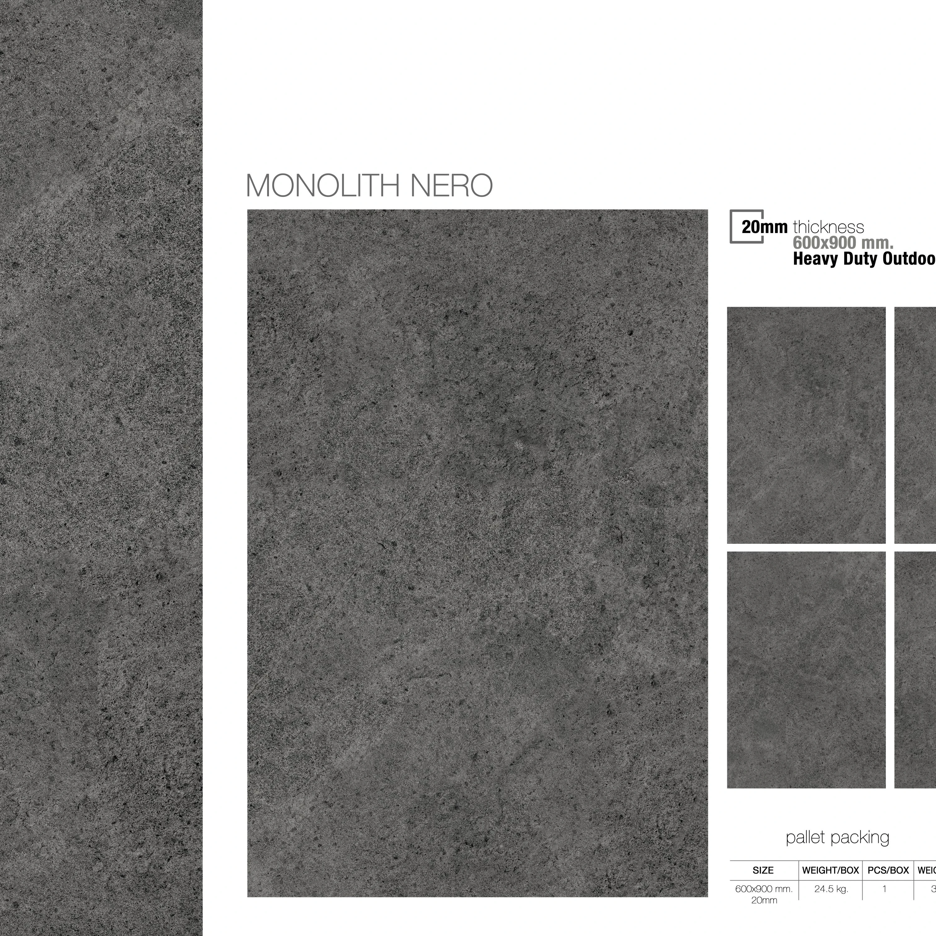 R11 Europe Export Quality Heavy Duty Porcelain Monolith Nero Outdoor Cheap Tiles 600x600x20mm Direct From Vistaar Factory India
