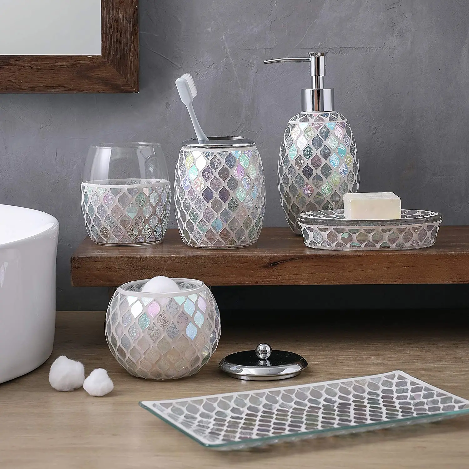 Bathroom Accessories Set, Mosaic Ceramic Bathroom Accessory Sets