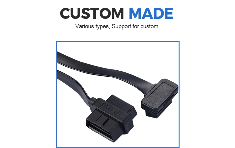 product obd ii y splitter cable male to dual female thin ribbon noodle design 16 pin universal diagnostic adapter 60cm-4