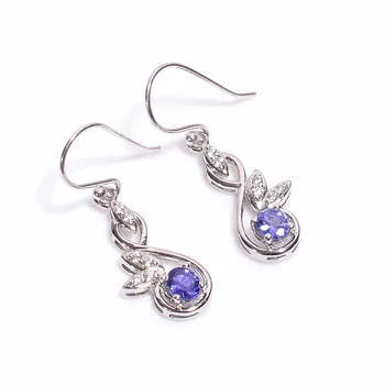 Wholesale 925 Sterling silver tanzanite statement earrings jewelry for women gifts for her Christmas earrings trendy earrings
