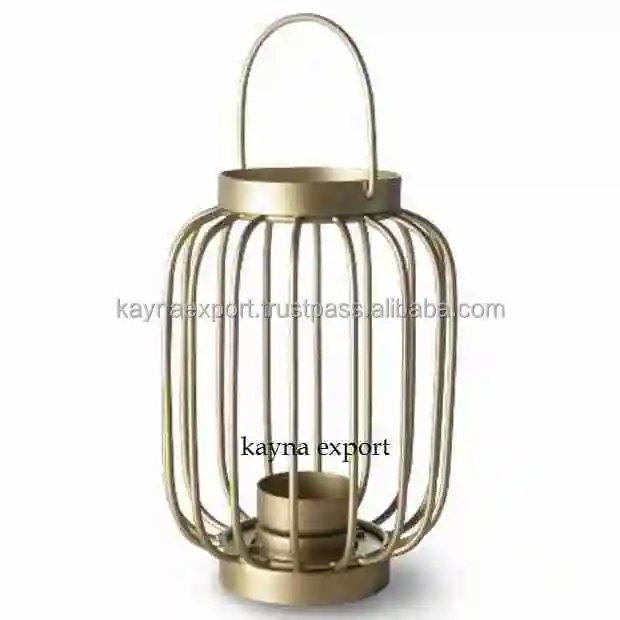 Modern Stainless Steel Gold Plated Metal Lantern / Mirror Polished