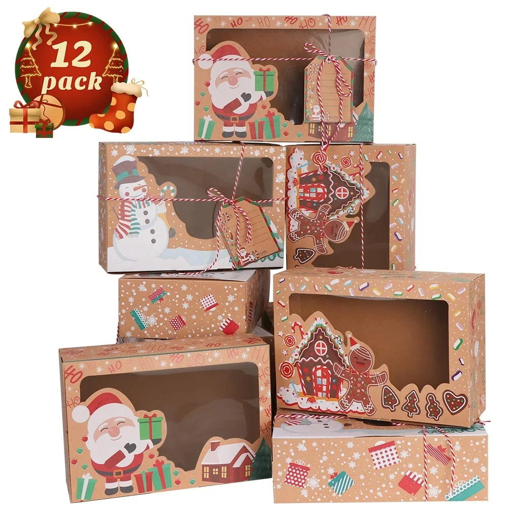 Window Cake Box | Christmas Theme-Red| 8 x 8 x 5inch | Leela 8205 -  bakeguru.co.in