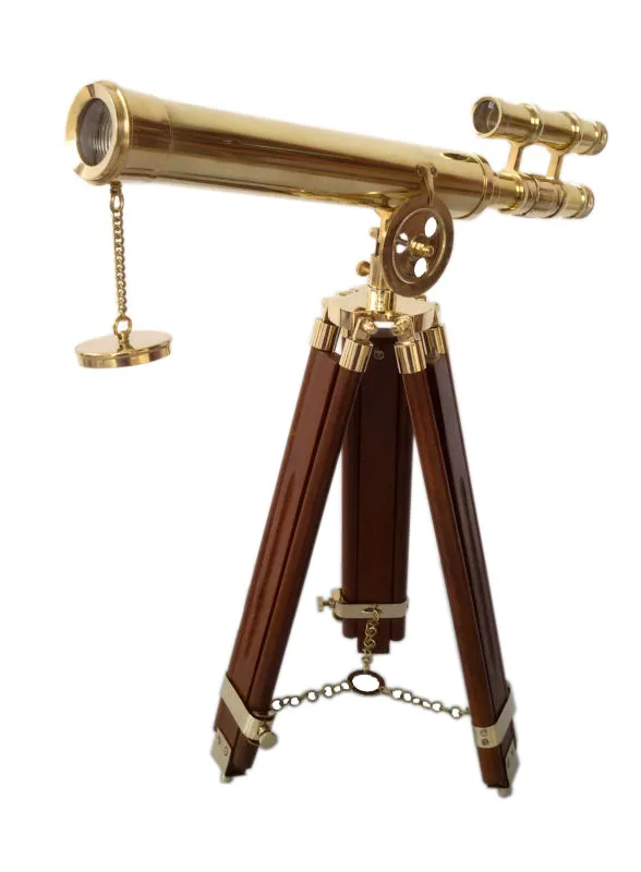 Telescope 18" Brass Griffith Astro Double Barrel With Wooden Tripod