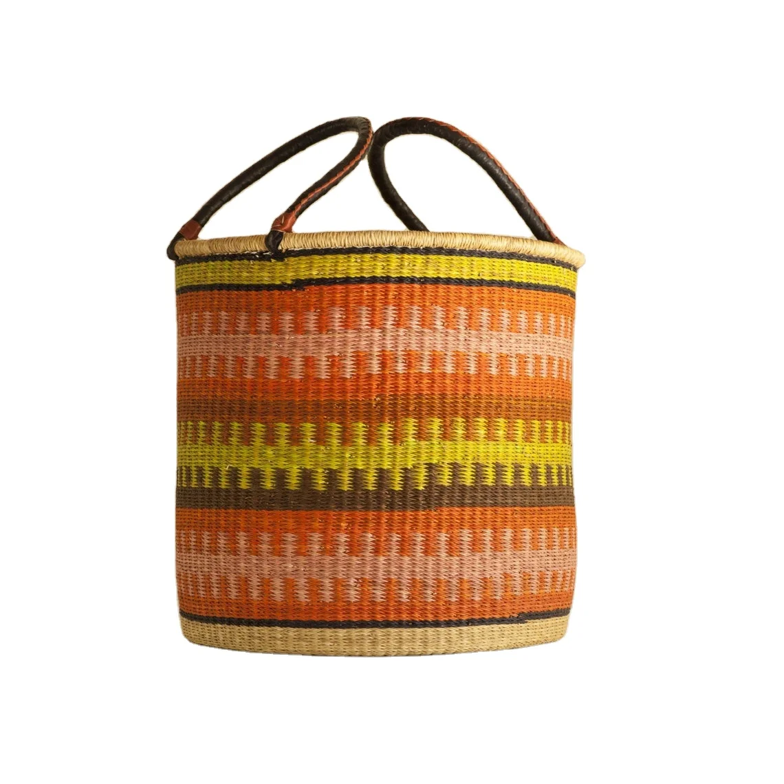 LOVELY Perfect High Quality Handmade Round Laundry Hamper Storage Basket Handwoven Wicker Bamboo Seagrass Basket Colorful Color