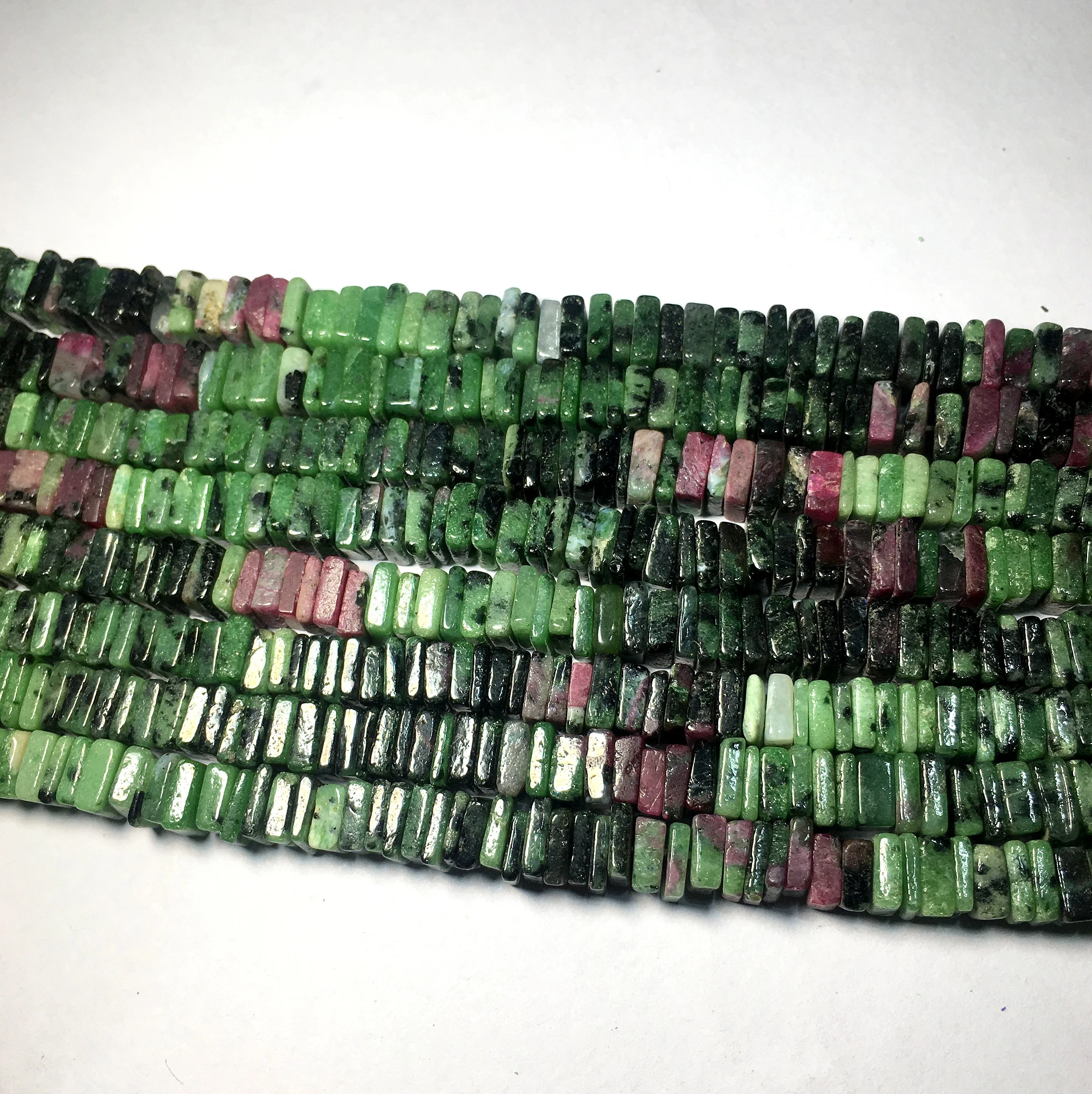 natural ruby zoisite heishi shape loose gemstone beads making