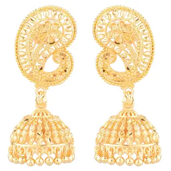 Indian Jewellery Manufacturer Jhumka Earrings Gold Plated Dangle Drop Earrings Set Jewelry For Women