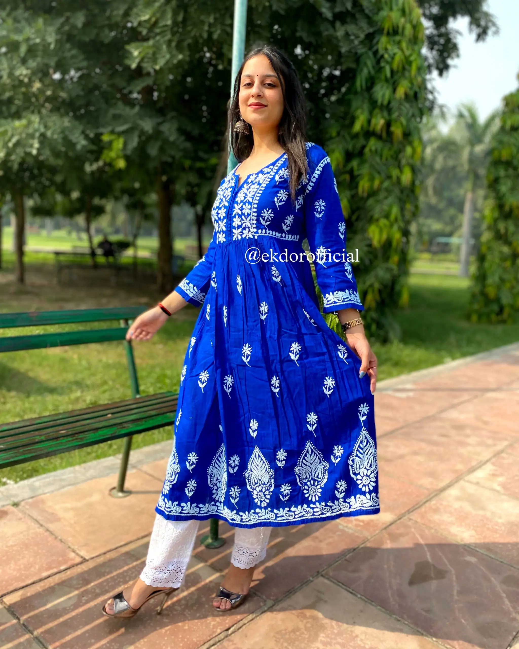 royal blue chikankari kurta